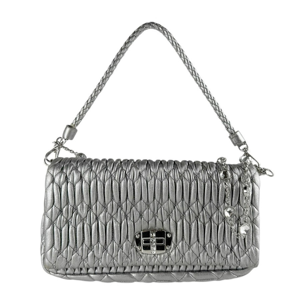 Miu Miu handbag Matelasse leather silver